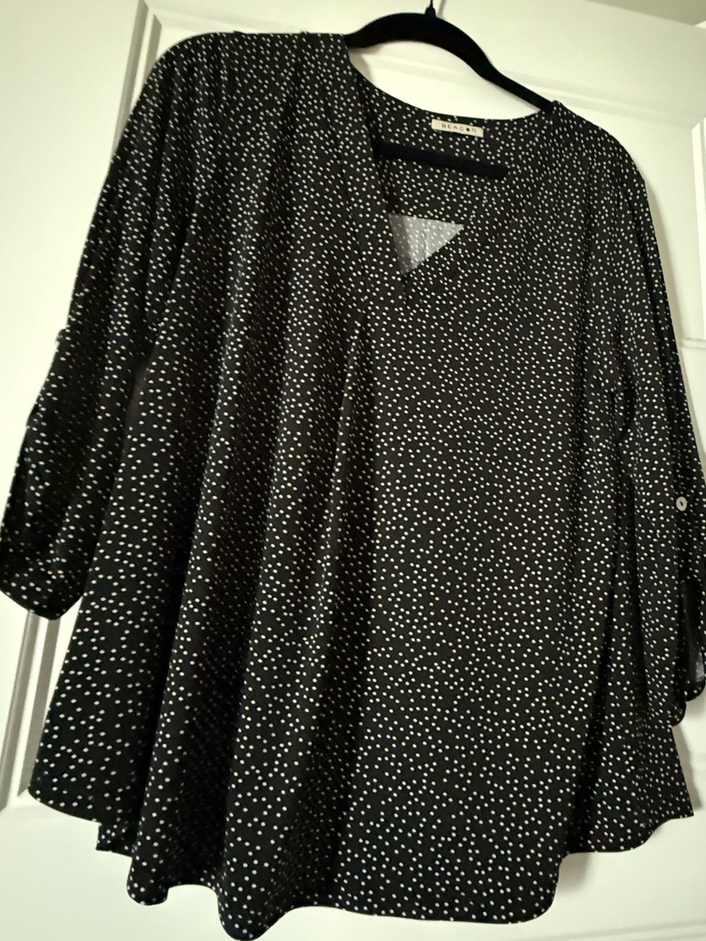 Beacon Black Blouse with White Polka Dots